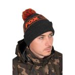 Caciula Fox Collection Bobble, Negru&Portocaliu - imagine 2