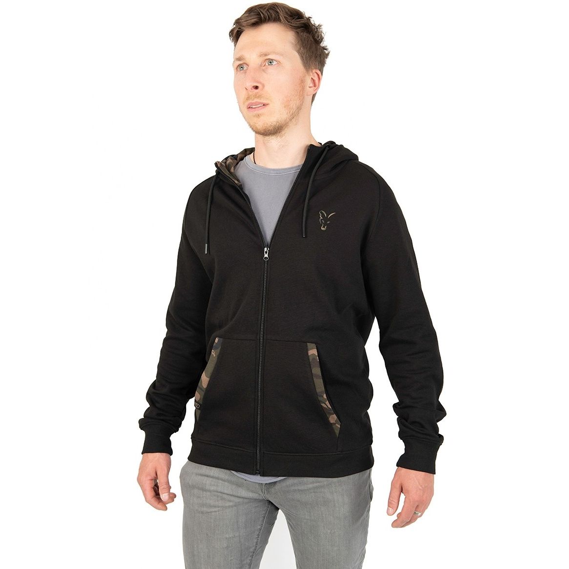 Hanorac_Fox_LW_Zip_Hoody Hanorac Fox LW Zip Hoody Negru Camuflaj - imagine 1