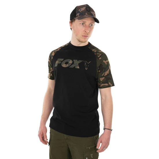 Tricou-Fox-cu-maneca-scurta-Raglan-T-Shirt-Black-Camo-Marime-XL-550x550 Tricou Fox Cu Maneca Scurta Raglan Negru Camuflaj - imagine 1