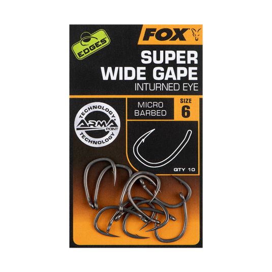 foxsuperwidegape Carlige Fox Edges Super Wide Gape In-Turned Eye Barbed, Nr.2 - imagine 1