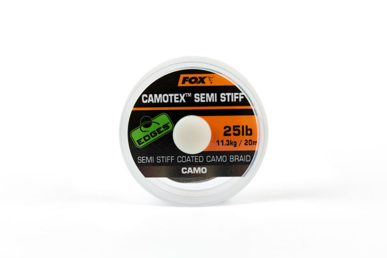 FOX-PLECIONKA-PRZYPONOWA-CAMOTEX-SEMI-STIFF-20lb.jpg Fir Textil Fox Edges Camotex Semi Stiff, 20m, 20lbs - imagine 1