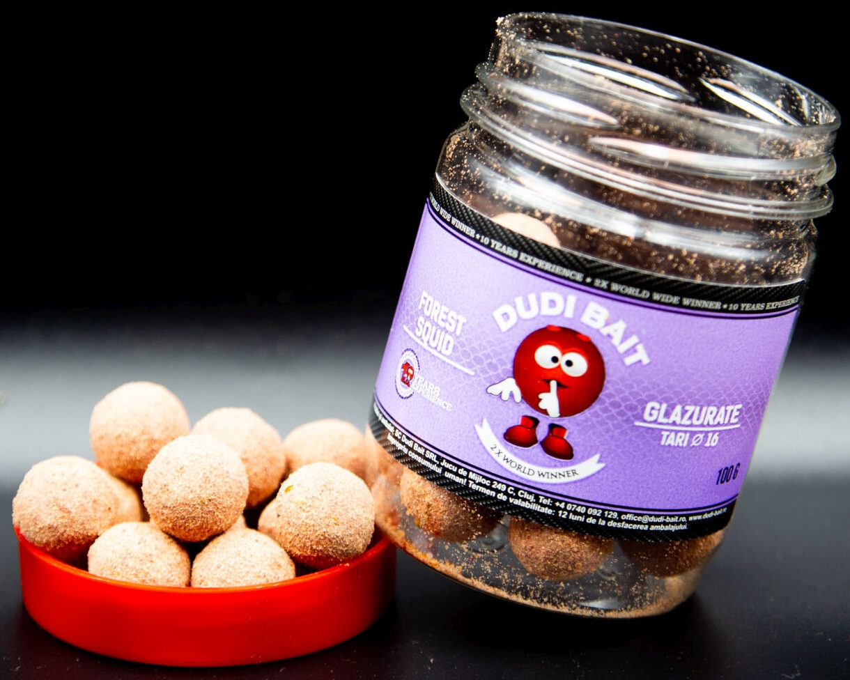Boilies Solubil de Carlig Dudi Bait Forest Squid Glazurate, Squid&Fructe de Padure, 16mm, 100g - imagine 1