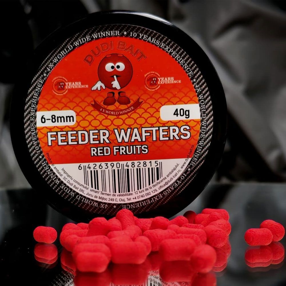 feeder-wafters-dumbell-red_1.jpg Wafters Dudi Bait Feeder Wafters Red Fruits 6-8mm - imagine 1